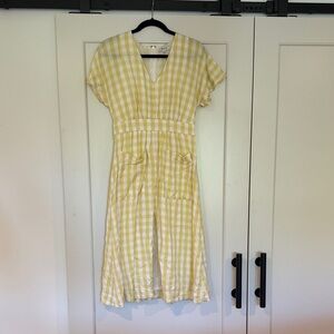 Madewell Yellow and Cream Checkered Dress